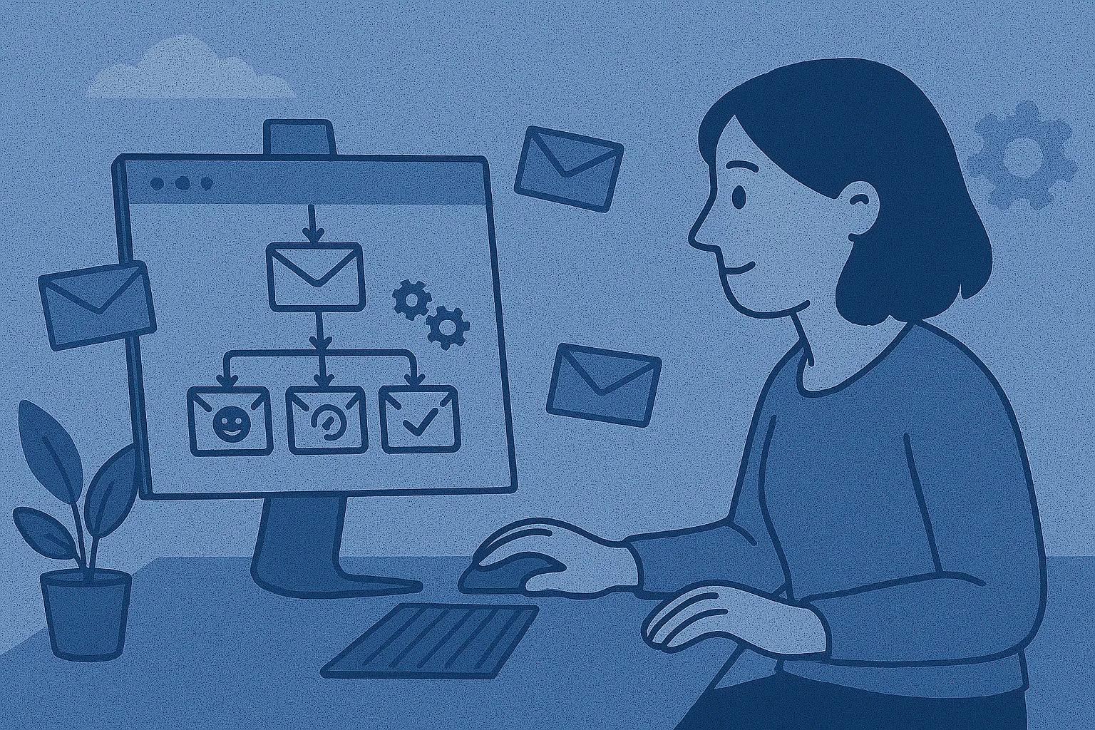 persona editando una secuencia de correos