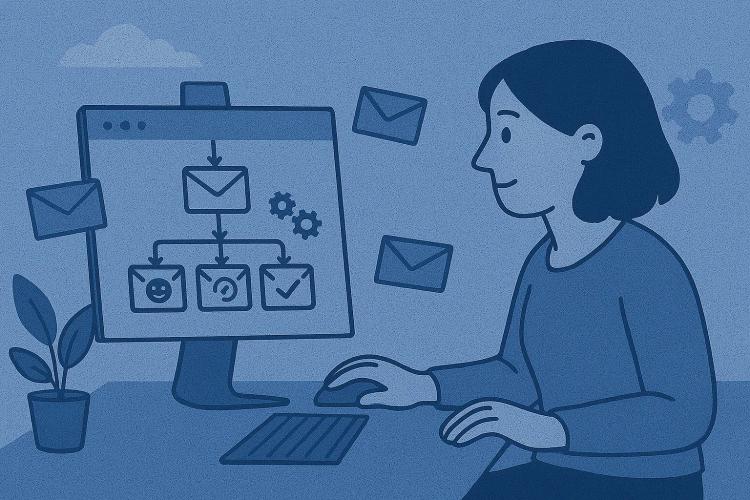 persona editando una secuencia de correos