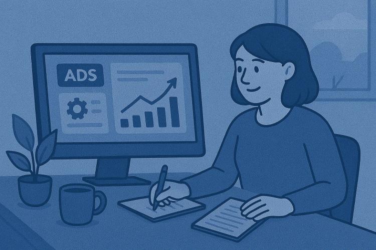 persona gestionando anuncios