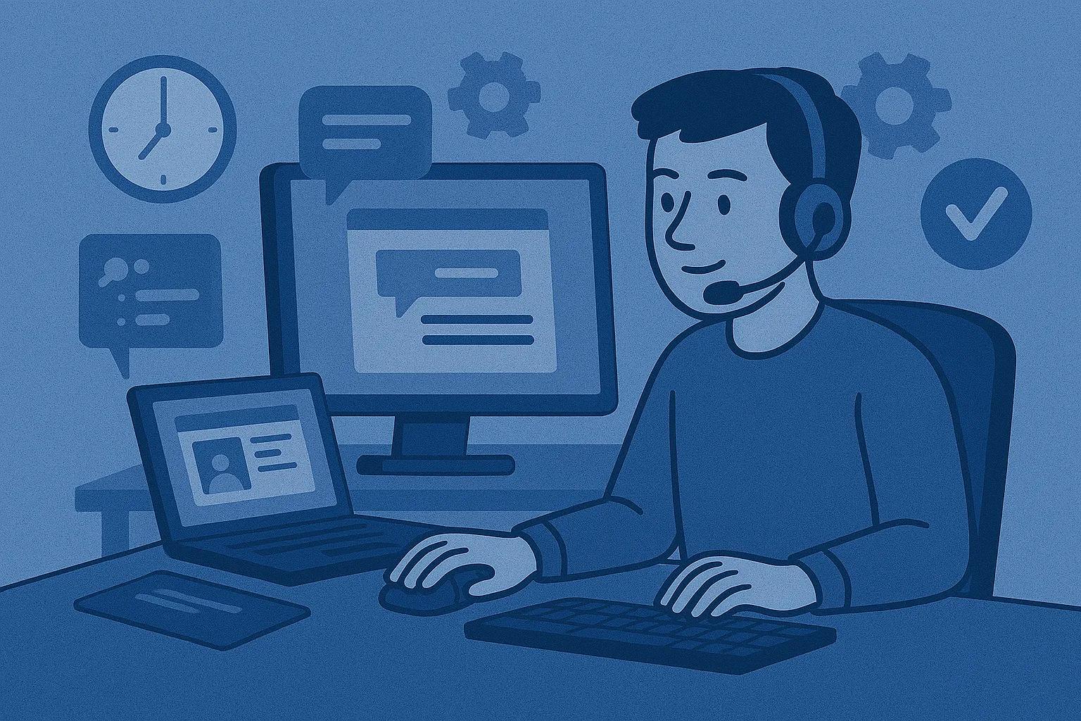 persona frente a un computador de varias pantallas