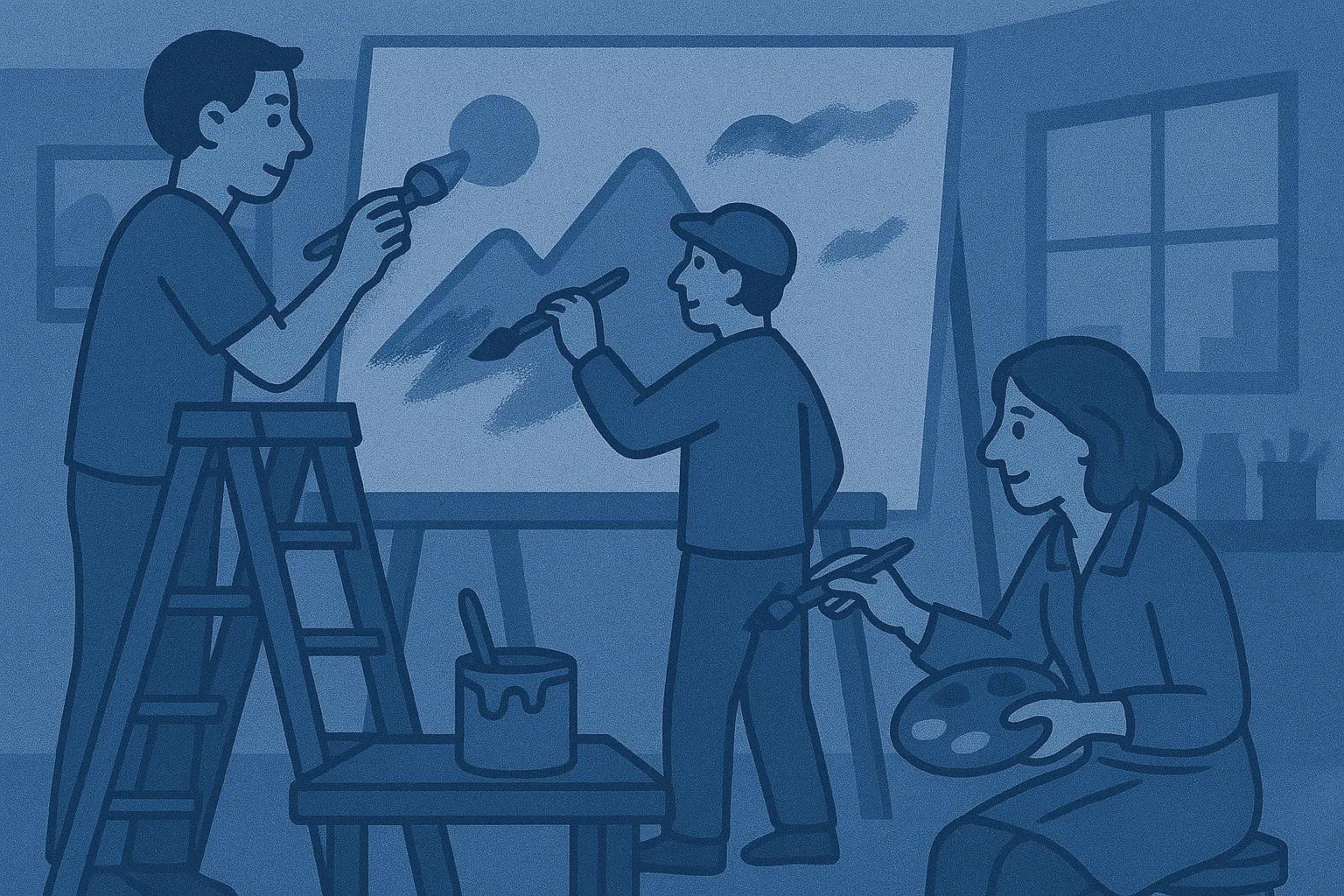 maestros trabahando en una gran obra