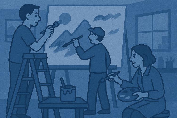 maestros trabahando en una gran obra